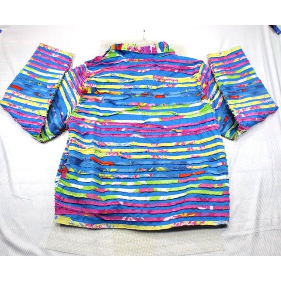 VTG Keren Hart Women's Blazer Jacket Strip Quilted Patchwork Floral Button-Up Ja - Picture 6 of 7